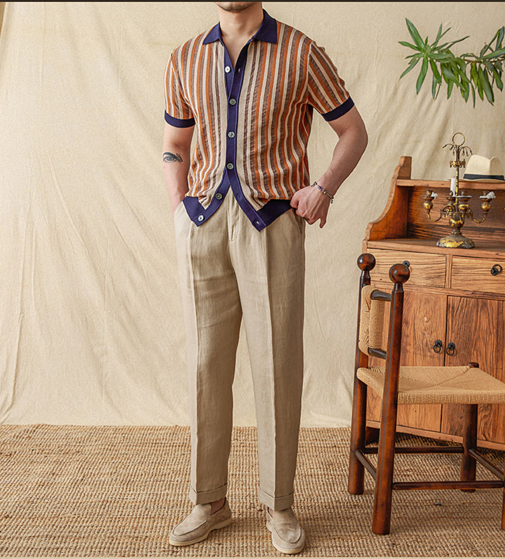 The Como Striped Jacquard Knit Polo