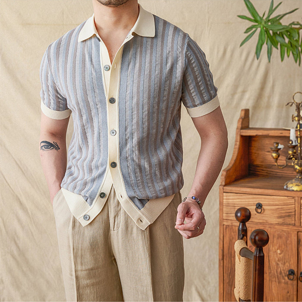The Como Striped Jacquard Knit Polo