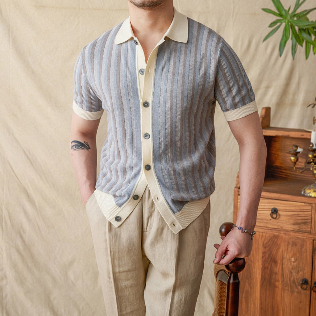 The Como Striped Jacquard Knit Polo
