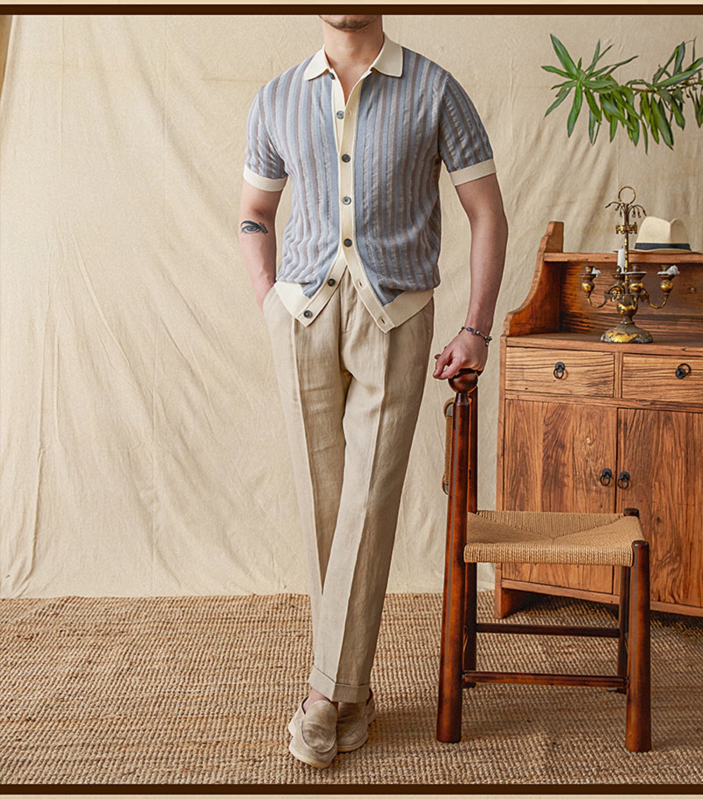 The Como Striped Jacquard Knit Polo