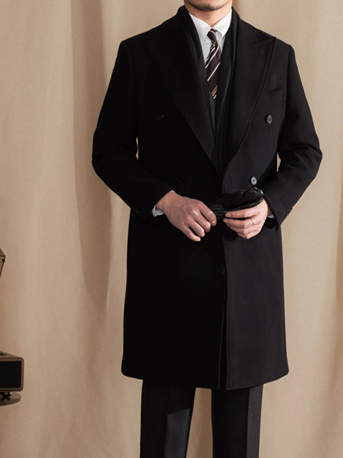 Mr. Lu San 80% wool padded 800g chaister coat men's long barge collar double row warm coat