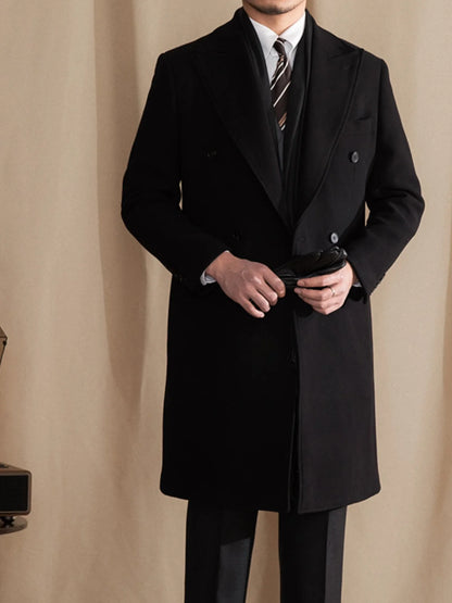 Mr. Lu San 80% wool padded 800g chaister coat men's long barge collar double row warm coat