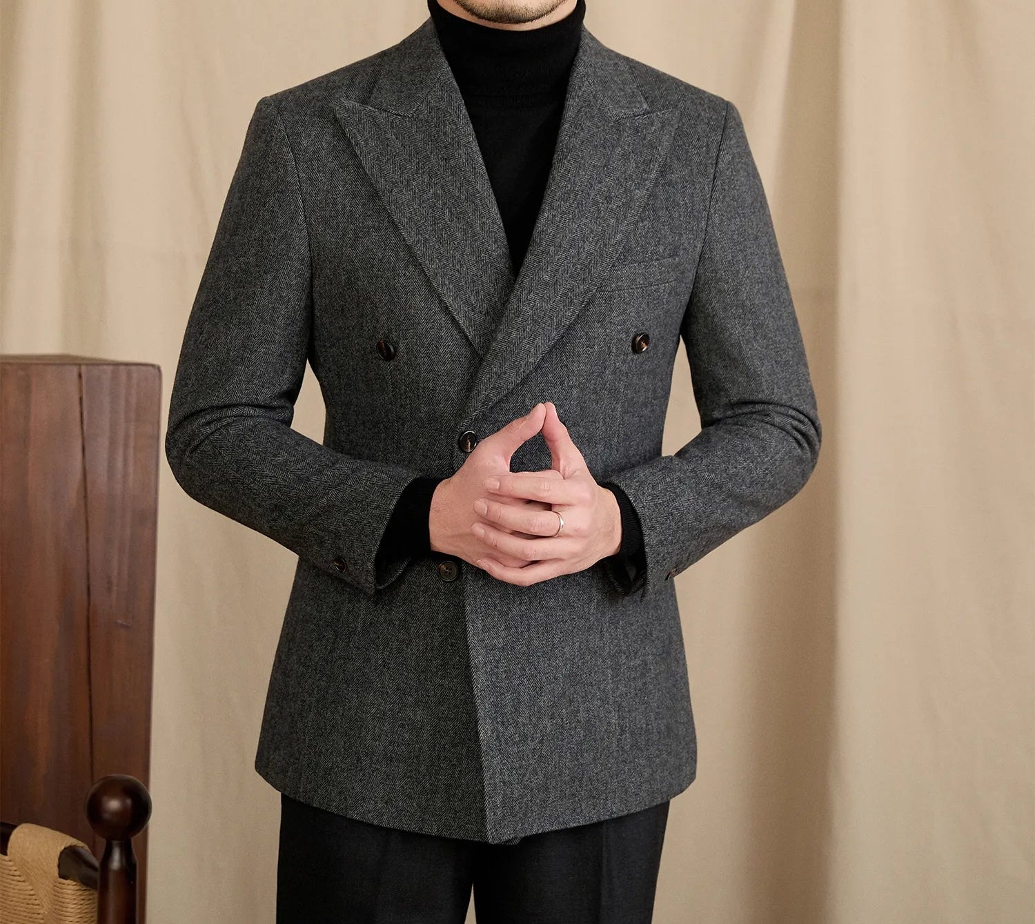 The Windsor Herringbone Double-Breasted Suit