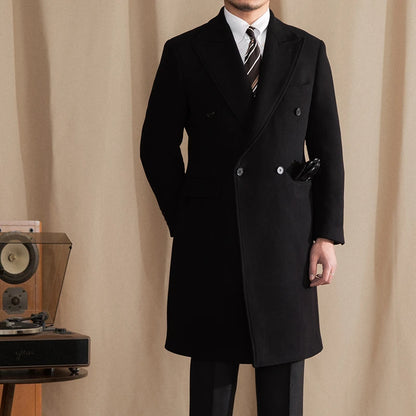Mr. Lu San 80% wool padded 800g chaister coat men's long barge collar double row warm coat