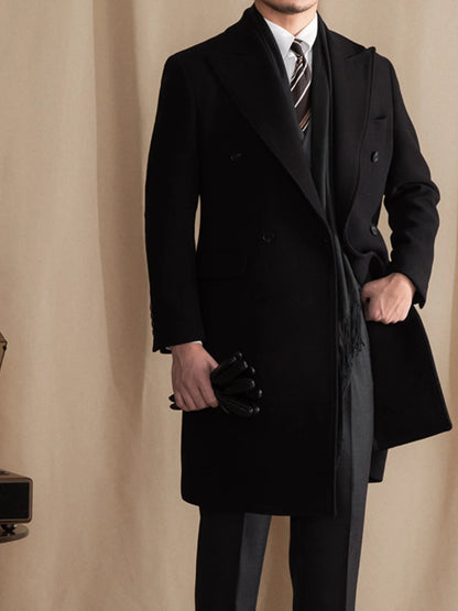 Mr. Lu San 80% wool padded 800g chaister coat men's long barge collar double row warm coat