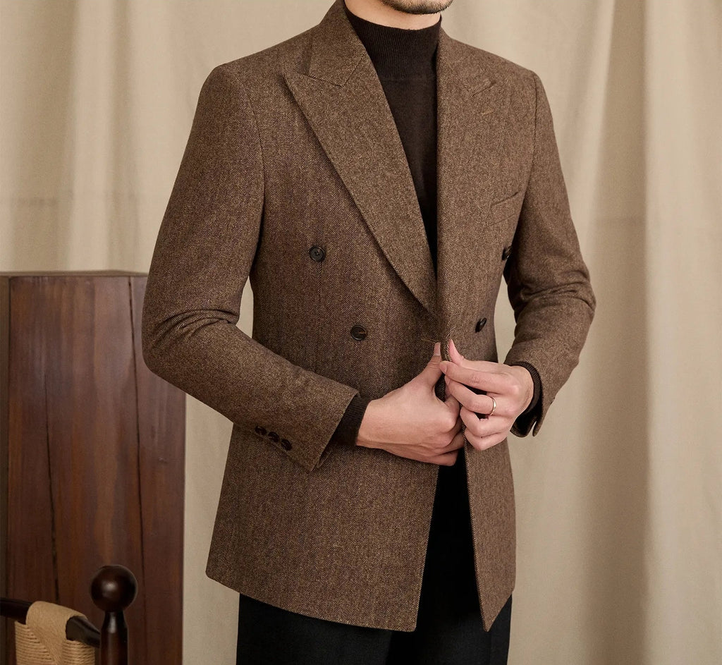 The Windsor Herringbone Double-Breasted Suit