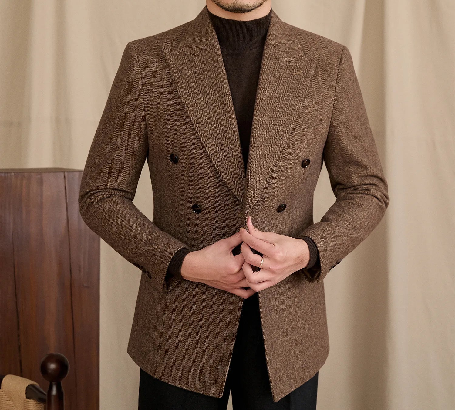 The Windsor Herringbone Double-Breasted Suit