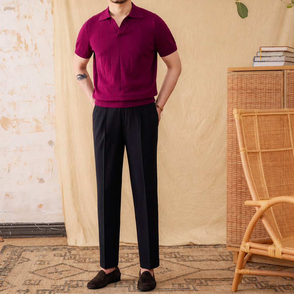 The Amalfi Seagull-Collar Knit Polo