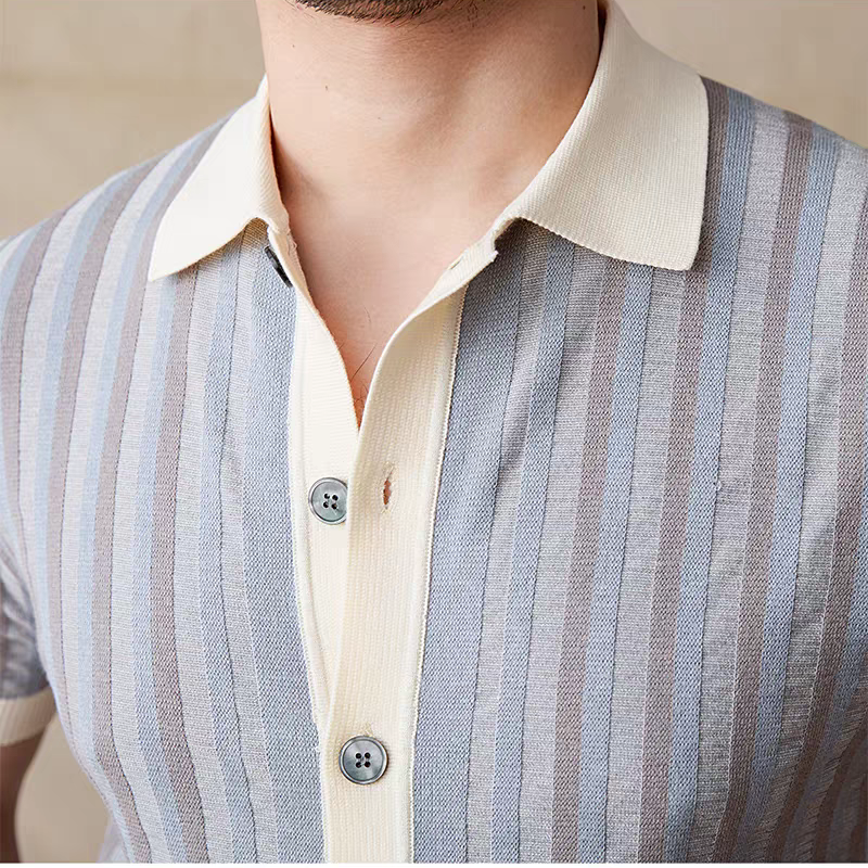 The Como Striped Jacquard Knit Polo