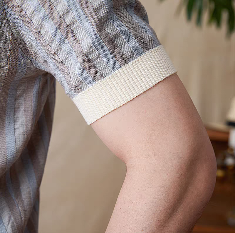 The Como Striped Jacquard Knit Polo