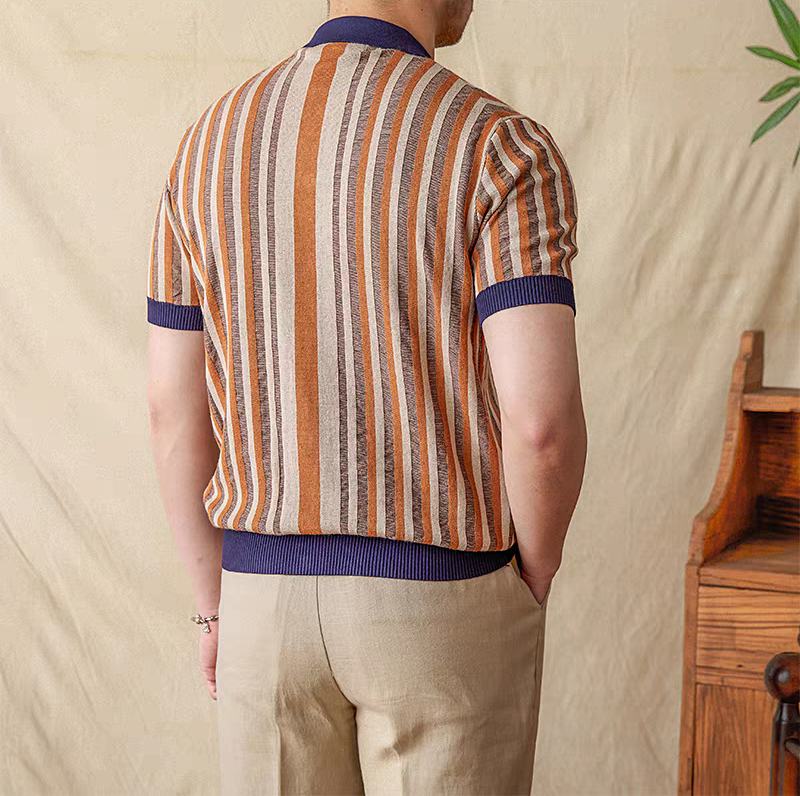 The Como Striped Jacquard Knit Polo
