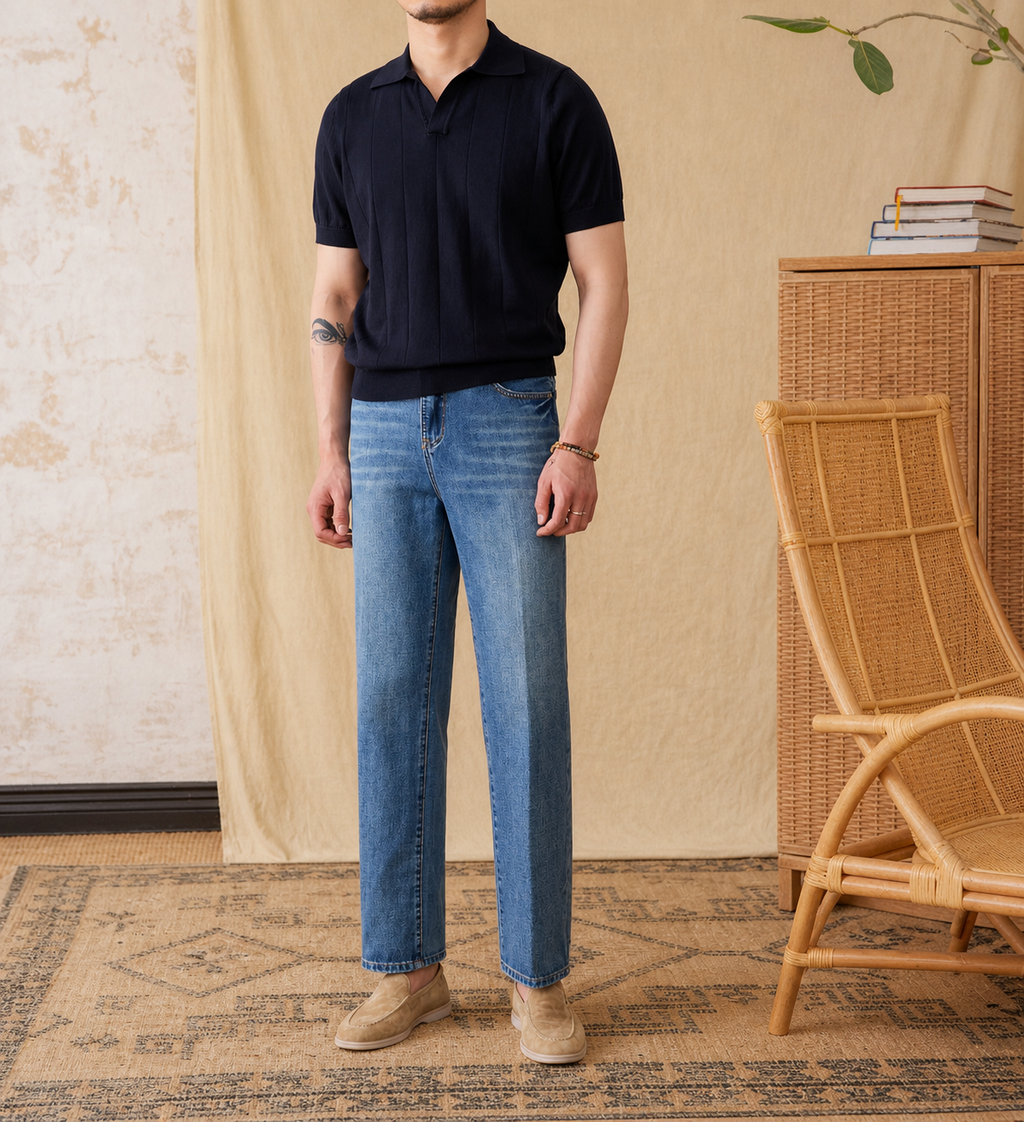 The Amalfi Seagull-Collar Knit Polo